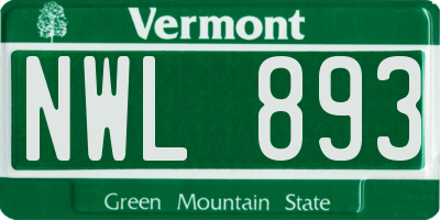 VT license plate NWL893