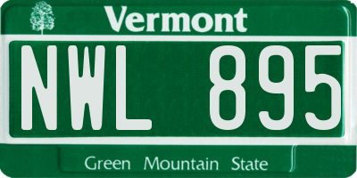 VT license plate NWL895