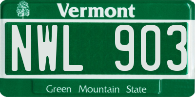 VT license plate NWL903