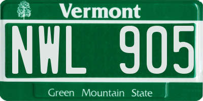 VT license plate NWL905
