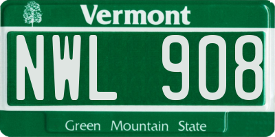 VT license plate NWL908