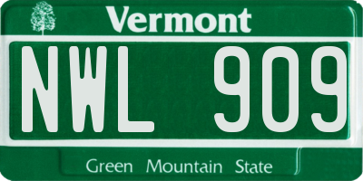 VT license plate NWL909