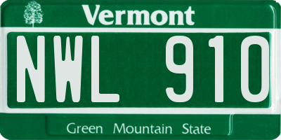 VT license plate NWL910