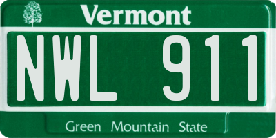 VT license plate NWL911
