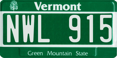 VT license plate NWL915