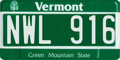 VT license plate NWL916