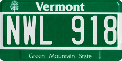 VT license plate NWL918