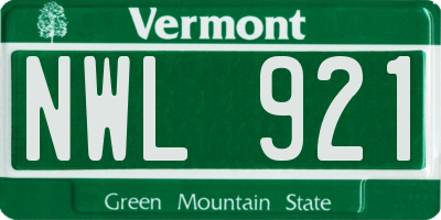VT license plate NWL921
