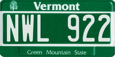 VT license plate NWL922