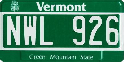 VT license plate NWL926