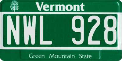 VT license plate NWL928