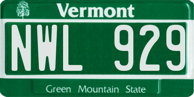 VT license plate NWL929
