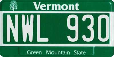 VT license plate NWL930