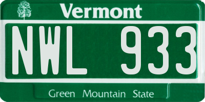VT license plate NWL933