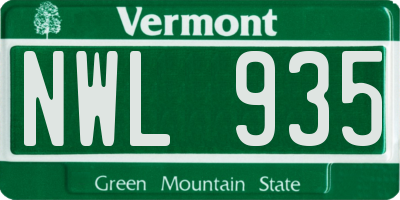 VT license plate NWL935