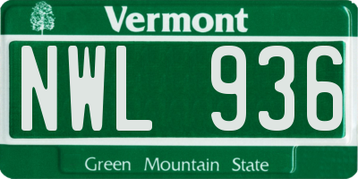 VT license plate NWL936