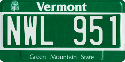 VT license plate NWL951