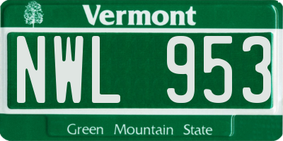 VT license plate NWL953