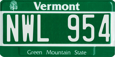 VT license plate NWL954