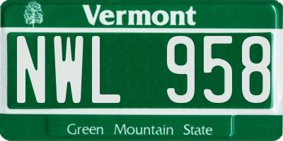 VT license plate NWL958
