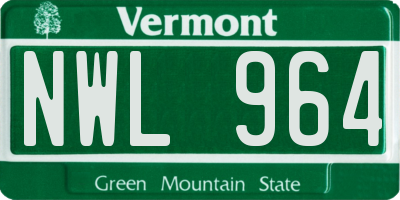 VT license plate NWL964