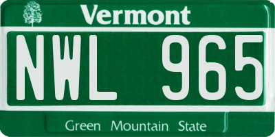 VT license plate NWL965