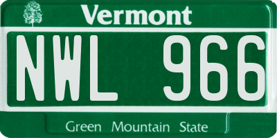 VT license plate NWL966