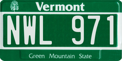 VT license plate NWL971