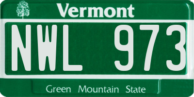 VT license plate NWL973