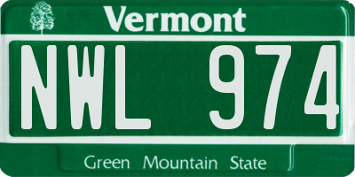 VT license plate NWL974