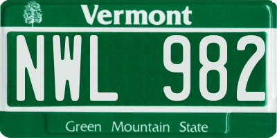 VT license plate NWL982