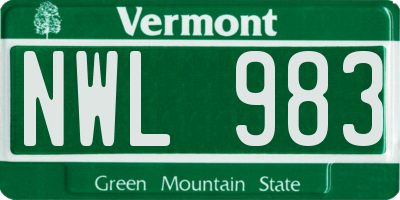VT license plate NWL983
