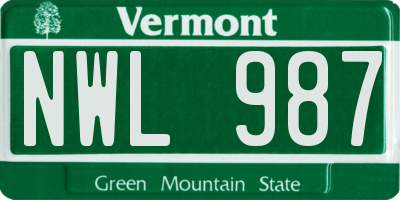 VT license plate NWL987