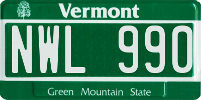 VT license plate NWL990
