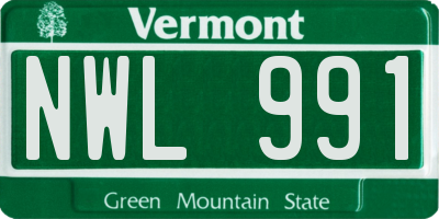 VT license plate NWL991