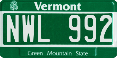 VT license plate NWL992