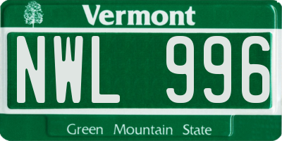 VT license plate NWL996