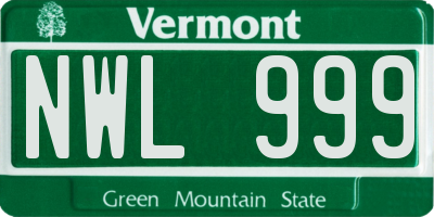 VT license plate NWL999