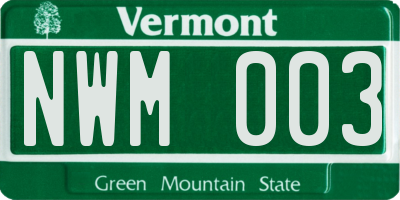 VT license plate NWM003