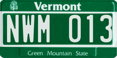 VT license plate NWM013