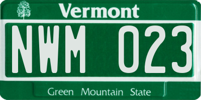 VT license plate NWM023