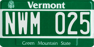 VT license plate NWM025