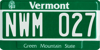 VT license plate NWM027