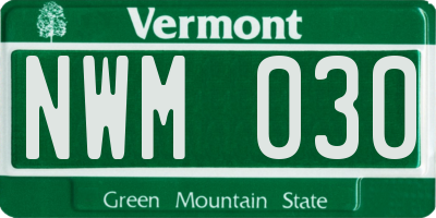 VT license plate NWM030