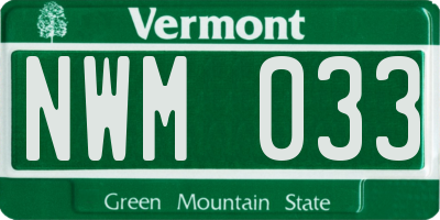 VT license plate NWM033