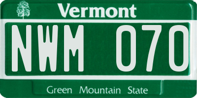 VT license plate NWM070