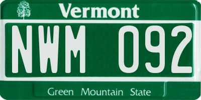VT license plate NWM092