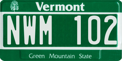 VT license plate NWM102