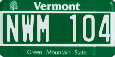 VT license plate NWM104