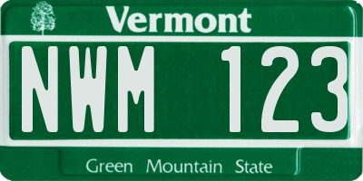 VT license plate NWM123